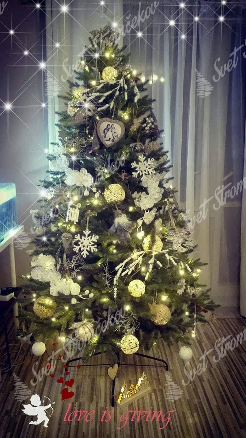 Ozdobený umelý vianočný 3D stromček Smrek Alpský 180cm