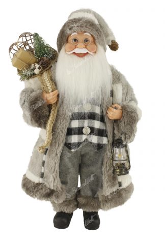 Dekoration Weihnachtsmann in grau 46cm