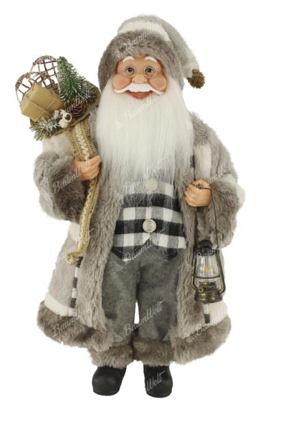 Dekoration Weihnachtsmann in grau 46cm