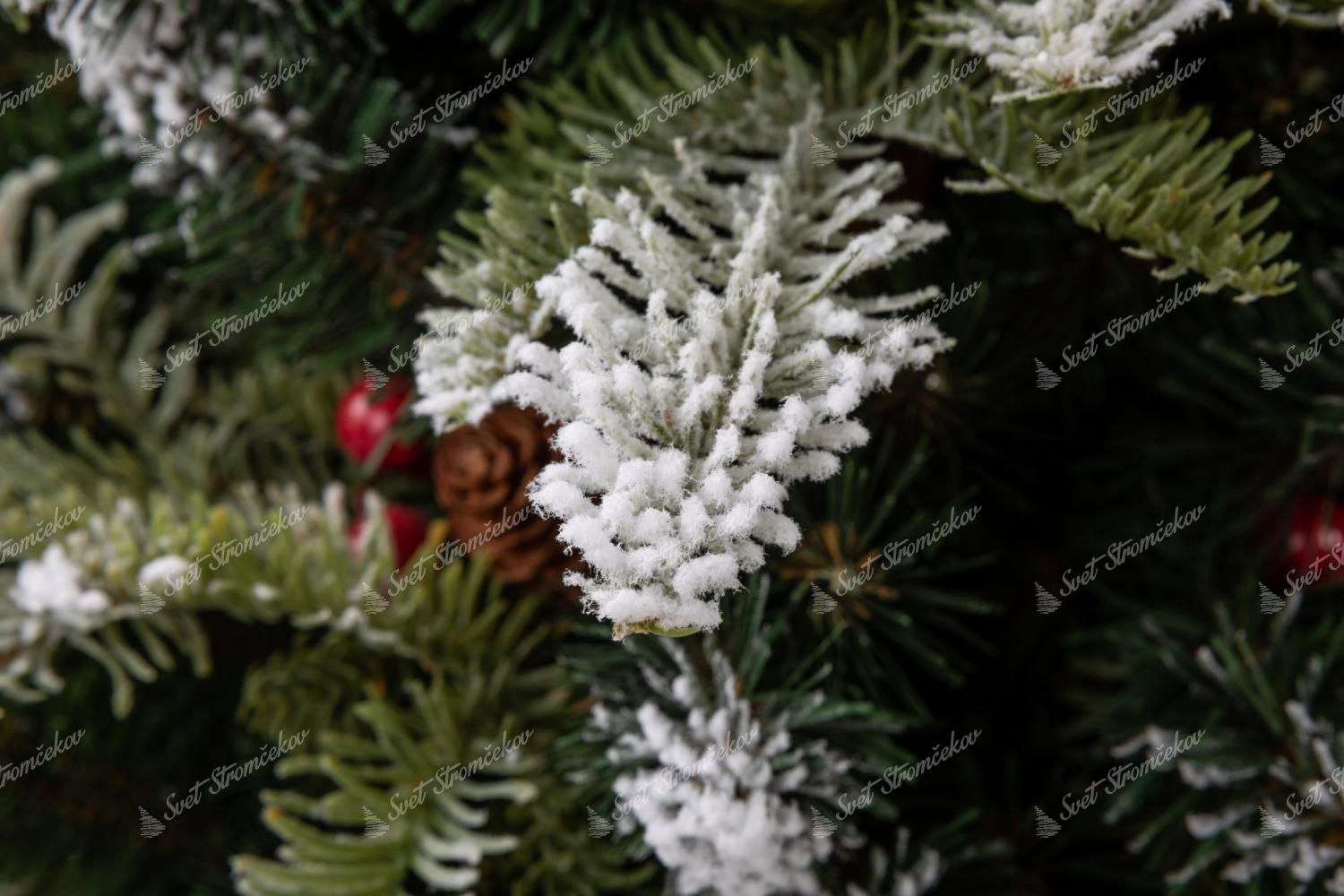 Vianočný stromček v kvetináči z vrecoviny 3D Jedľa Zasnežená s jemne posneženými koncami vetvičiek