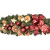 Dekorierte Weihnachtsgirlande in der Mitte Rot und Gold 60cm mit rotgoldenen Verzierungen und einer Schleife