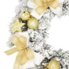 Schnee-Adventskranz Golden 25cm mit goldenen Verzierungen und Schleifen