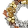 Schneebedeckter Weihnachtskranz an der Tür Golden 35cm mit Goldverzierungen und Schleife