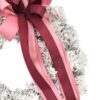 Schneebedeckter Weihnachtskranz für die Tür Tiefrosa 35cm mit dunkelrosa Verzierungen und Schleife