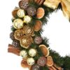 Weihnachtskranz für die Tür Golden 35cm mit Goldverzierungen und einer Schleife