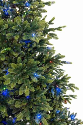 Detailansicht des künstlichen Weihnachtsbaums FULL 3D Sizilianische Tanne LED Das dichte Nadelwerk hat einen dunkleren und einen helleren Grünto