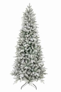Weihnachtsbaum 3D-Königsfichte schmal hat eine schmale Form und dicht beschneite Zweige, wodurch er wie ein echter verschneiter Weihnachtsbaum wirkt.