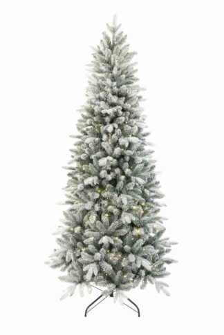 Weihnachtsbaum 3D-Königsfichte schmal LED, er überzeugt mit seiner schmalen Form, dicht beschneiten Zweigen und einer bereits in die Zweige integrierten LED-Beleuchtung